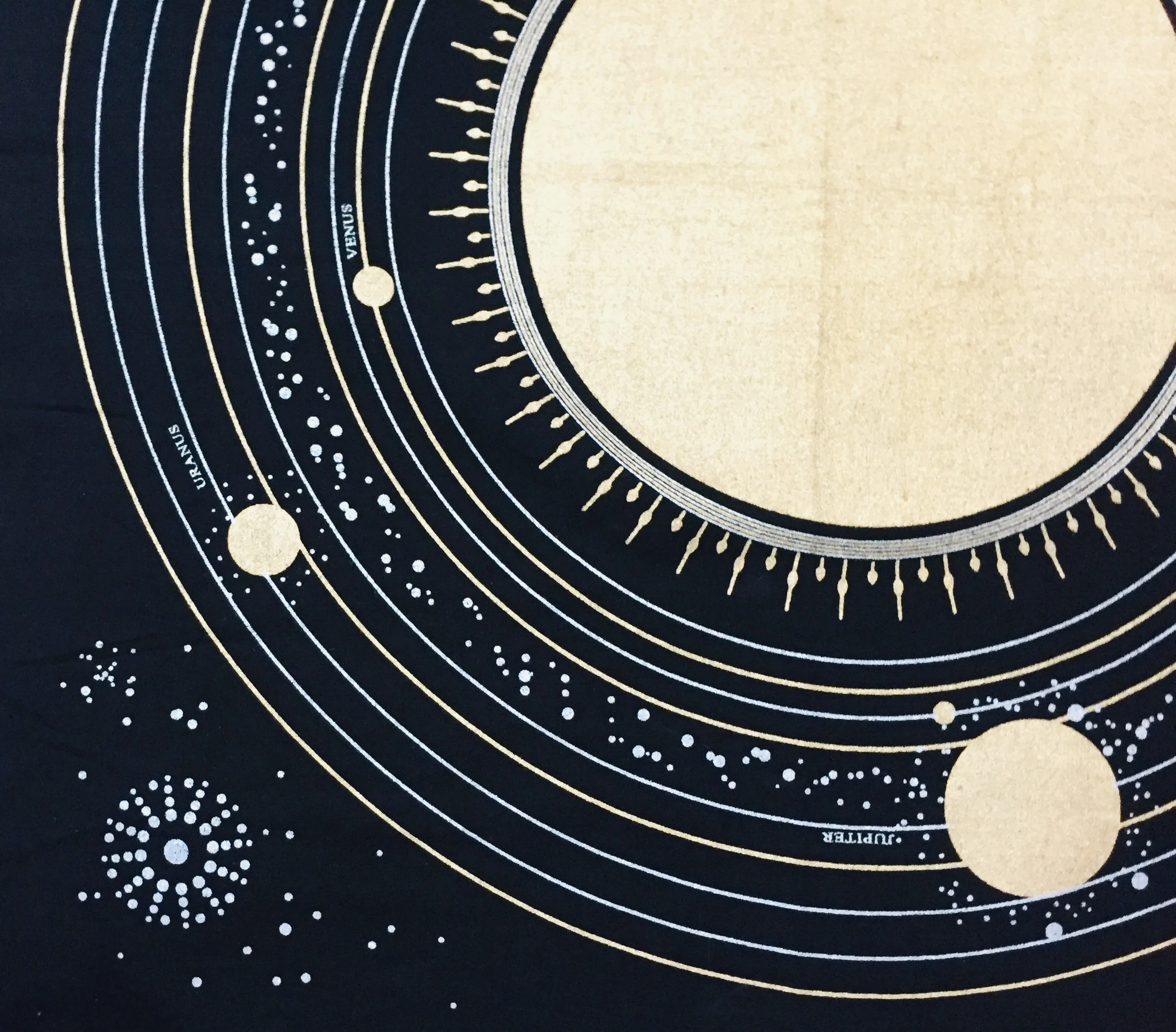 Cotton Altar Cloth 24 X 24 Spiritual Square Table Cover Solar System Panel Black Gold Alter Cloth