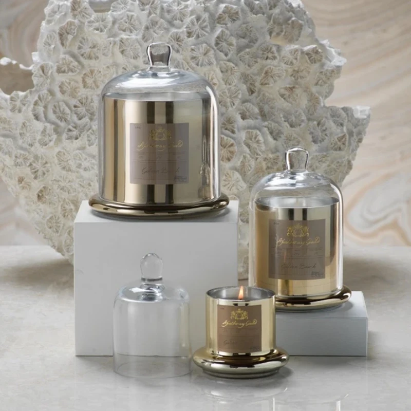 Luxurious wedding favors domed glod glass jar scented candle