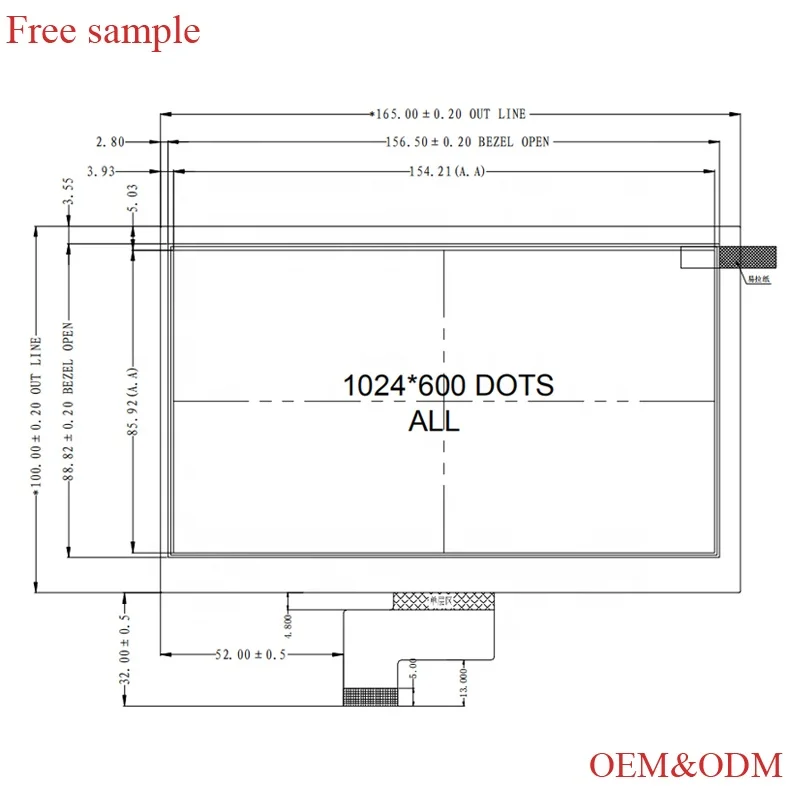 7 Inch 1024X600 Ips Tft Lcd Touch Display Panel