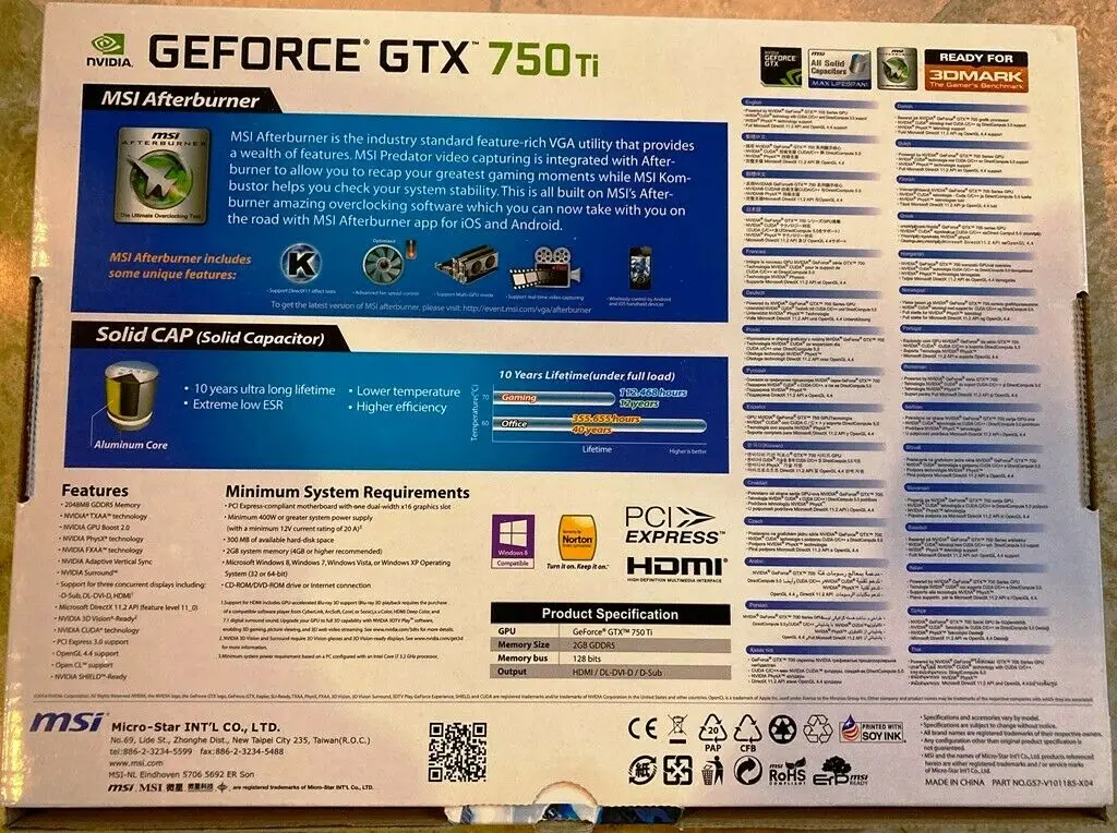 Original chip graphics card GTX750TI 4GB 128BIT GDDR5 VGA video card for desktop computer games