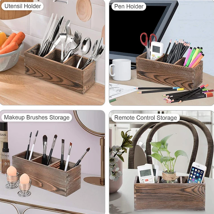 2021 retro country Brown desktop remote control pen pencil Home Office storage boxes wood