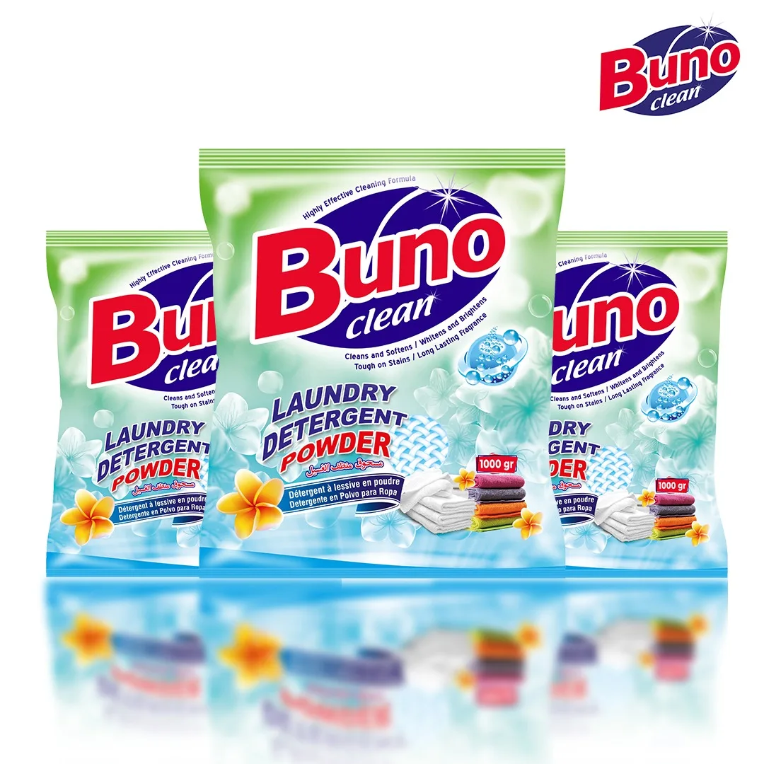 1Kg Laundry Washing Detergent Powder High Quality Strong Perfume 1000g Plastic Bag Multipurpose Powder Detergent  Made in Turkey