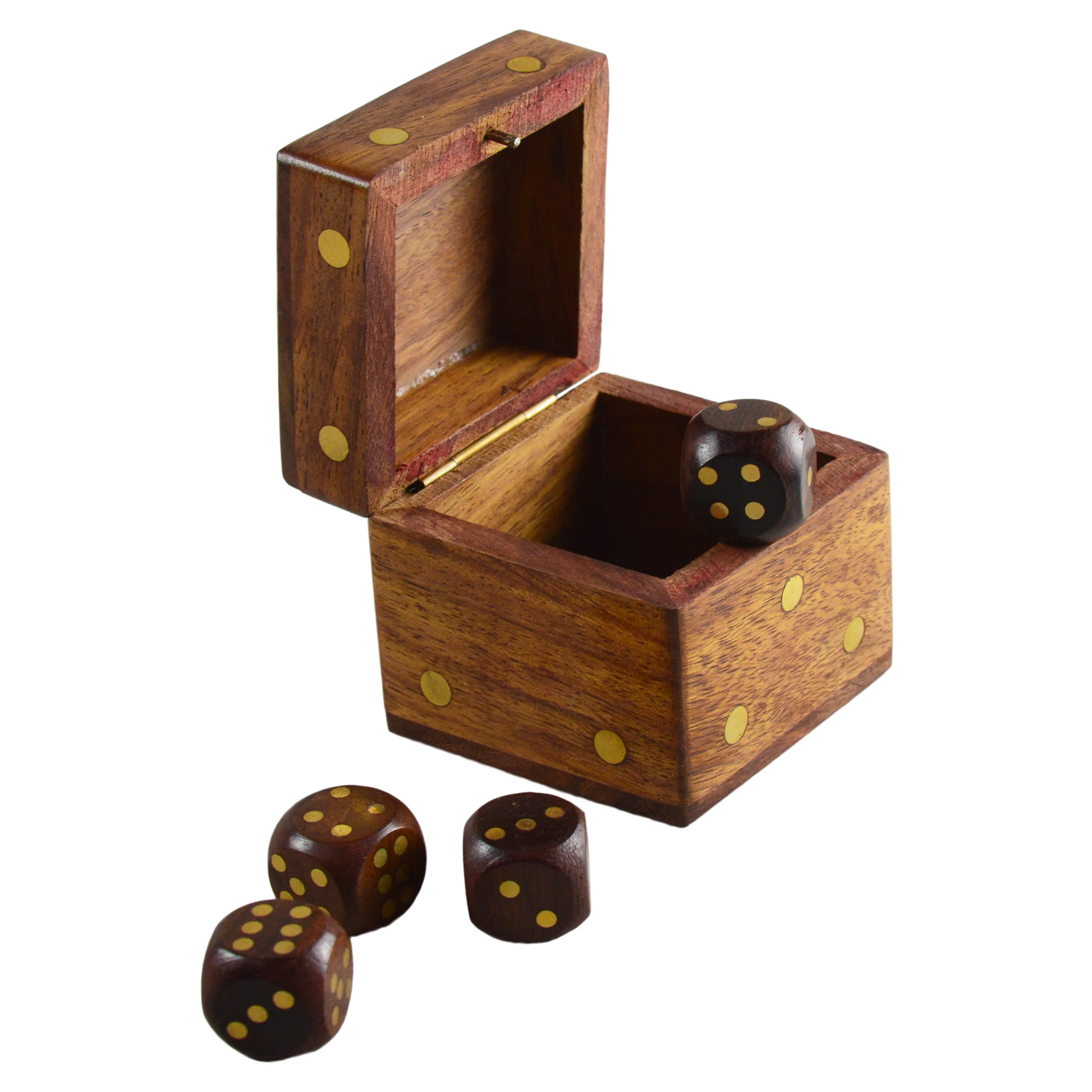 Indoor Gaming Ludo Dice With Wooden Box Polished Finishing Standard Design Wooden Game
