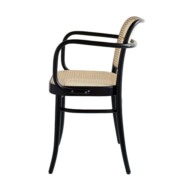 
Европейский дизайн, стиль, черный обеденный стул Thonet из ротанга, твердый деревянный стул 