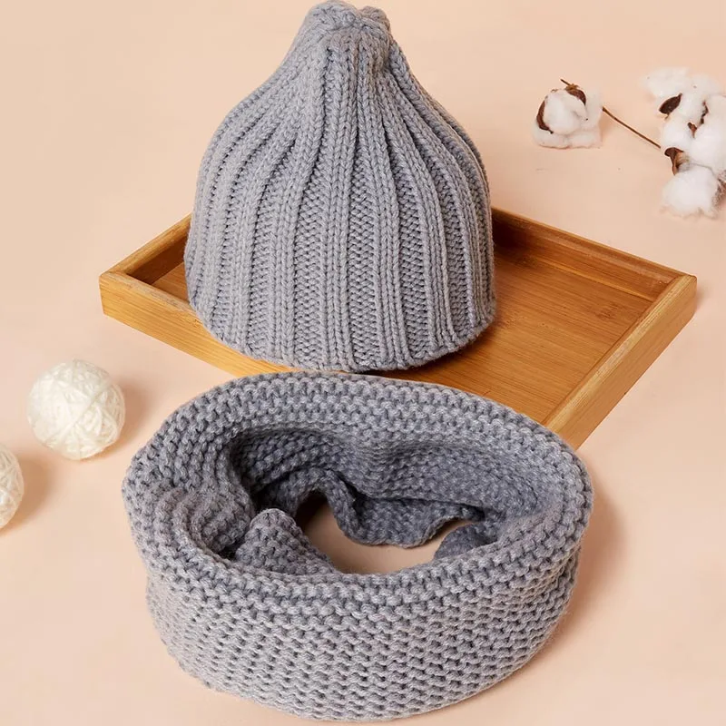 So Soft Beanies Hats and Infinities Scarf Set Baby and Kids Knitted Solid Color