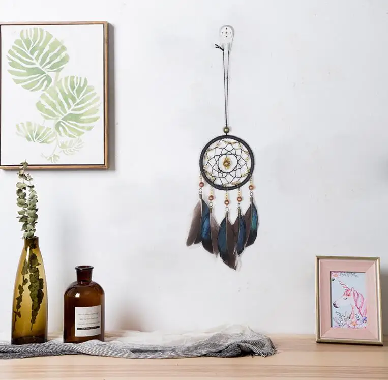 Wholesale Handmade Boho Hanging Feather Dream Catcher for Car Home Room Door Wall Art Party Decor Ornament Gift Craft DIY Kit