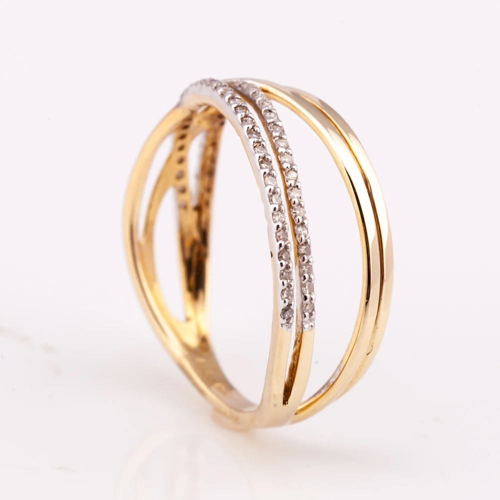 minimal 14K gold plated silver 925 twisted ring with diamond material customization high quality factort price