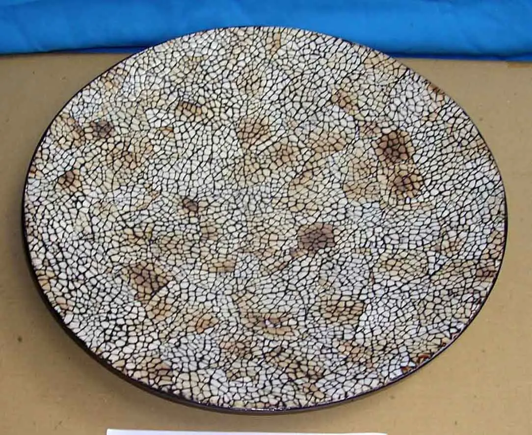
Round egg-shell lacquer plate with egg-cell finishing 