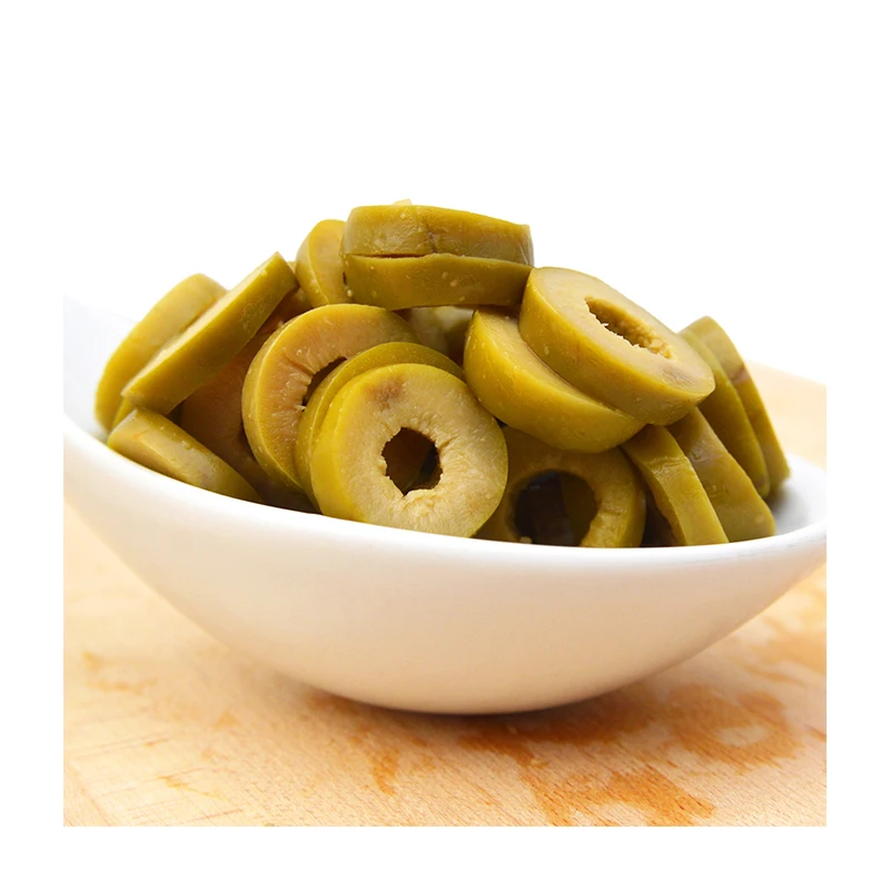 Органический и свежий нарезанный зеленый оливковый 370 см3/720 см3/2 кг/7 кг