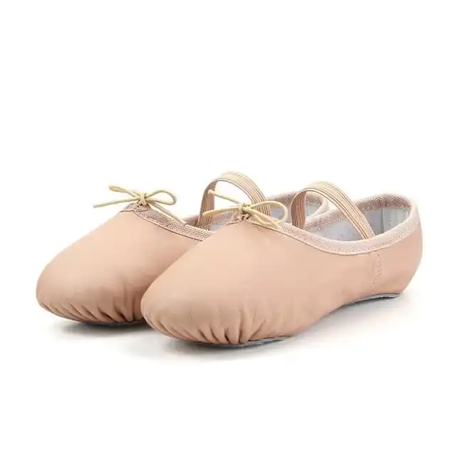 Custom Size Soft Pink Leather Adult Ballet Flats Foldable Pointe Leather Slippers Real Leather Suede Lining Women Dance Shoes