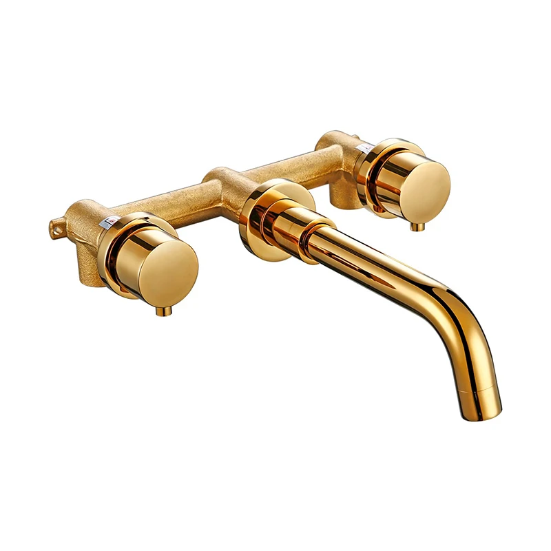 brushed gold tall basin faucet with sink modern bathroom mixer wall mounted bathroom faucet