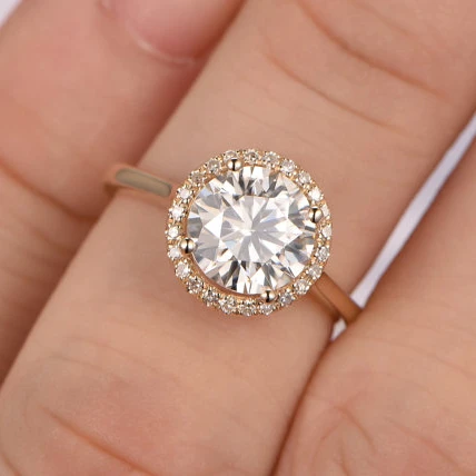 Exotic design moissanite White diamond 10k/14k  DEF Certified solitaire ring low price worldwide delivery