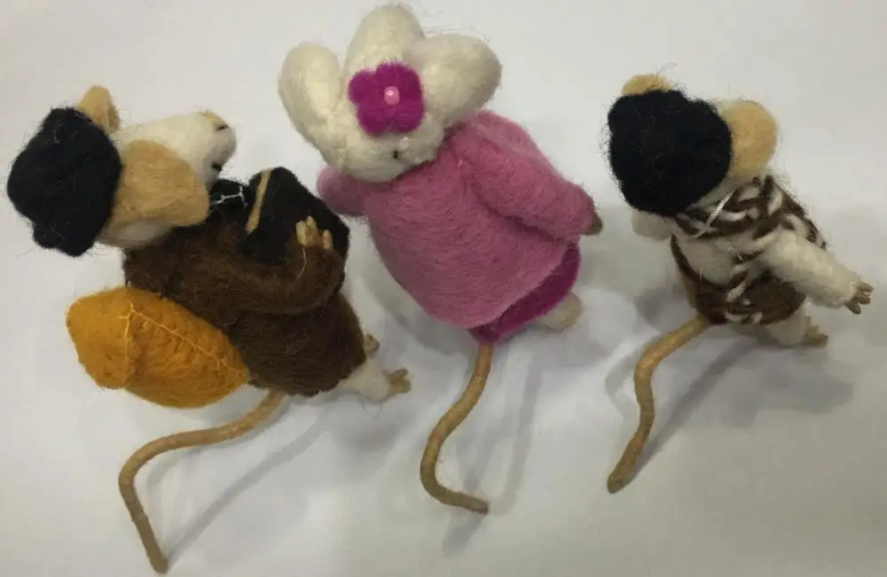 Needle Felted Mouse Family/Cute Felted Mouse Family/Fair Made Mouse Family in Nepal