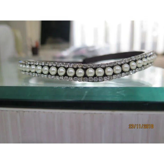 High Quality Genuine Leather Double Chain Pearl Equestrian Brow band for Horses Durable w/Custom Logo available in cheap price