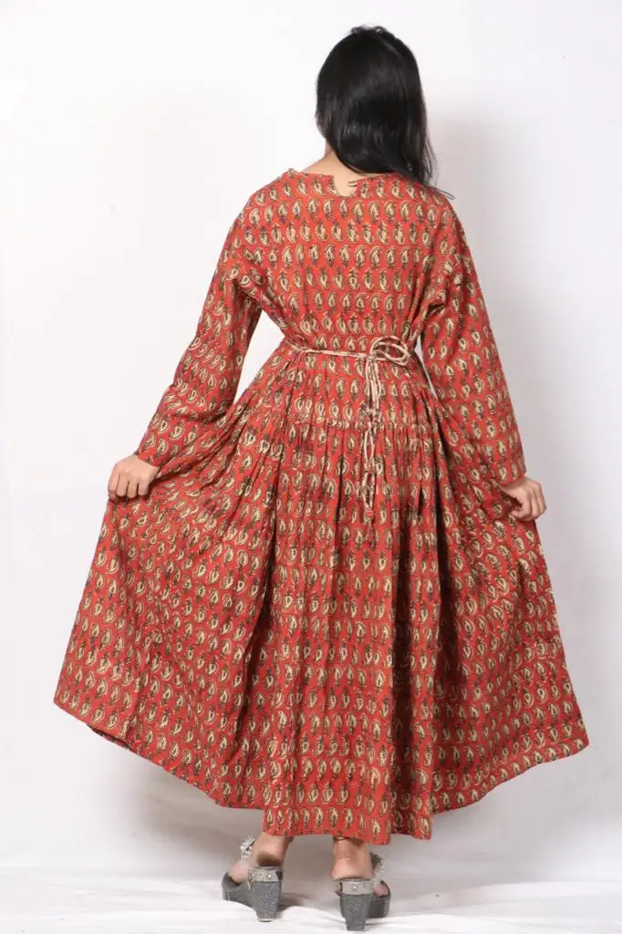 Custom Manufacturers Womens Organic Cotton Hand Printed Dress 4xl Women Clothing