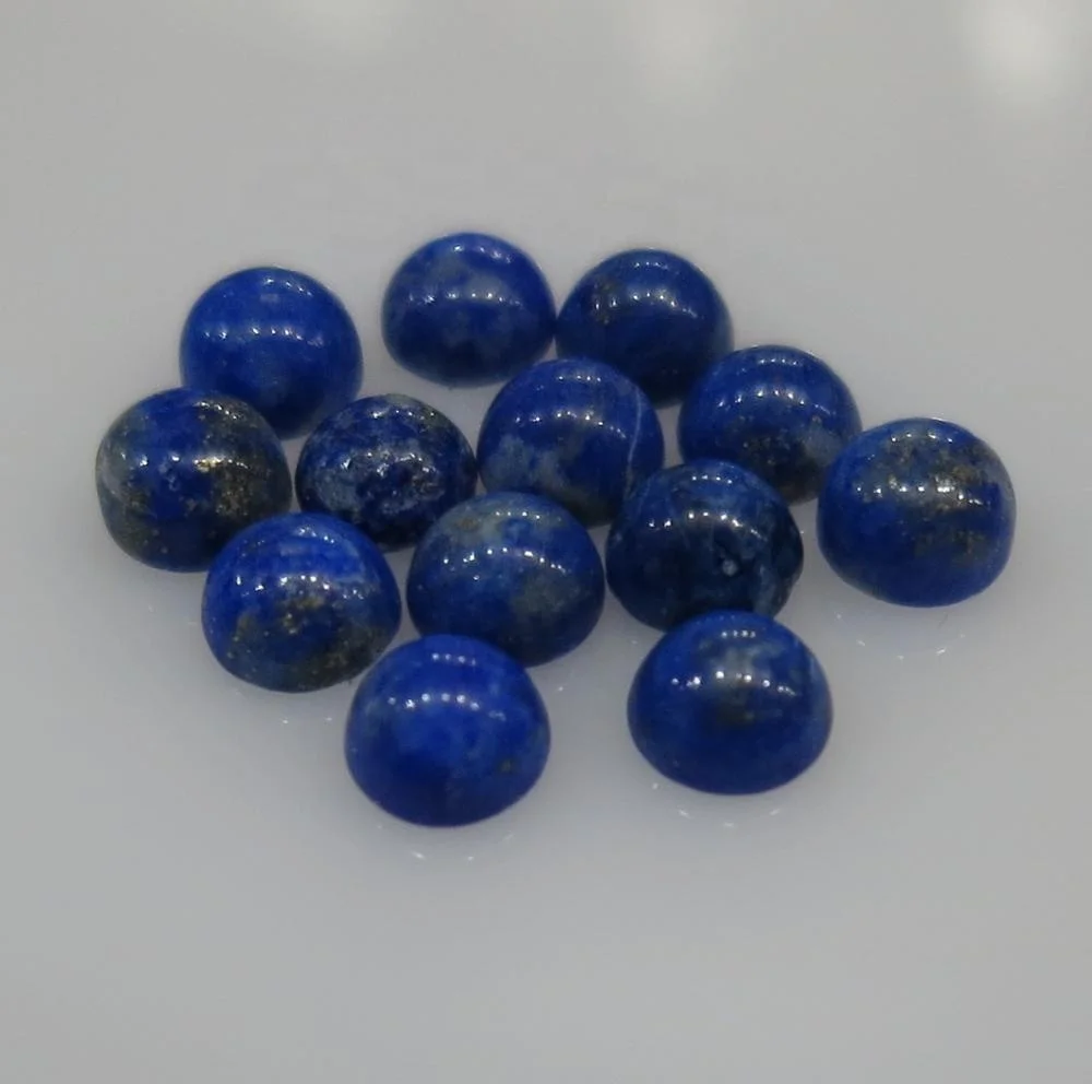 4mm Natural Loose Lapis Lazuli Cabochon Round Non-treated for Setting Dark Blue