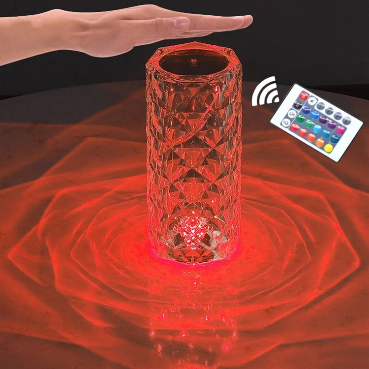 SFT Nordic Crystal Table Lamp Bedroom Touch Dimming Atmosphere Night Light Rose Projector Lamp Decor for Home Restaurant