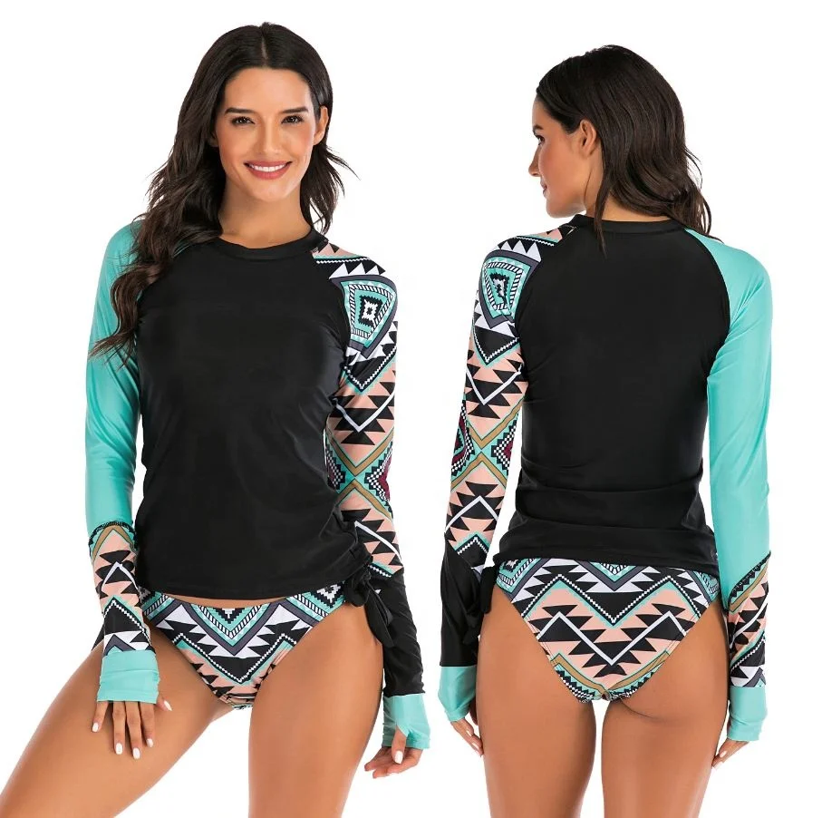 Women Spandex Surf Sun Protection Custom UV Zipper Long Sleeve Rash Guard Quick- Dry Long Sleeves sublimation Base layers