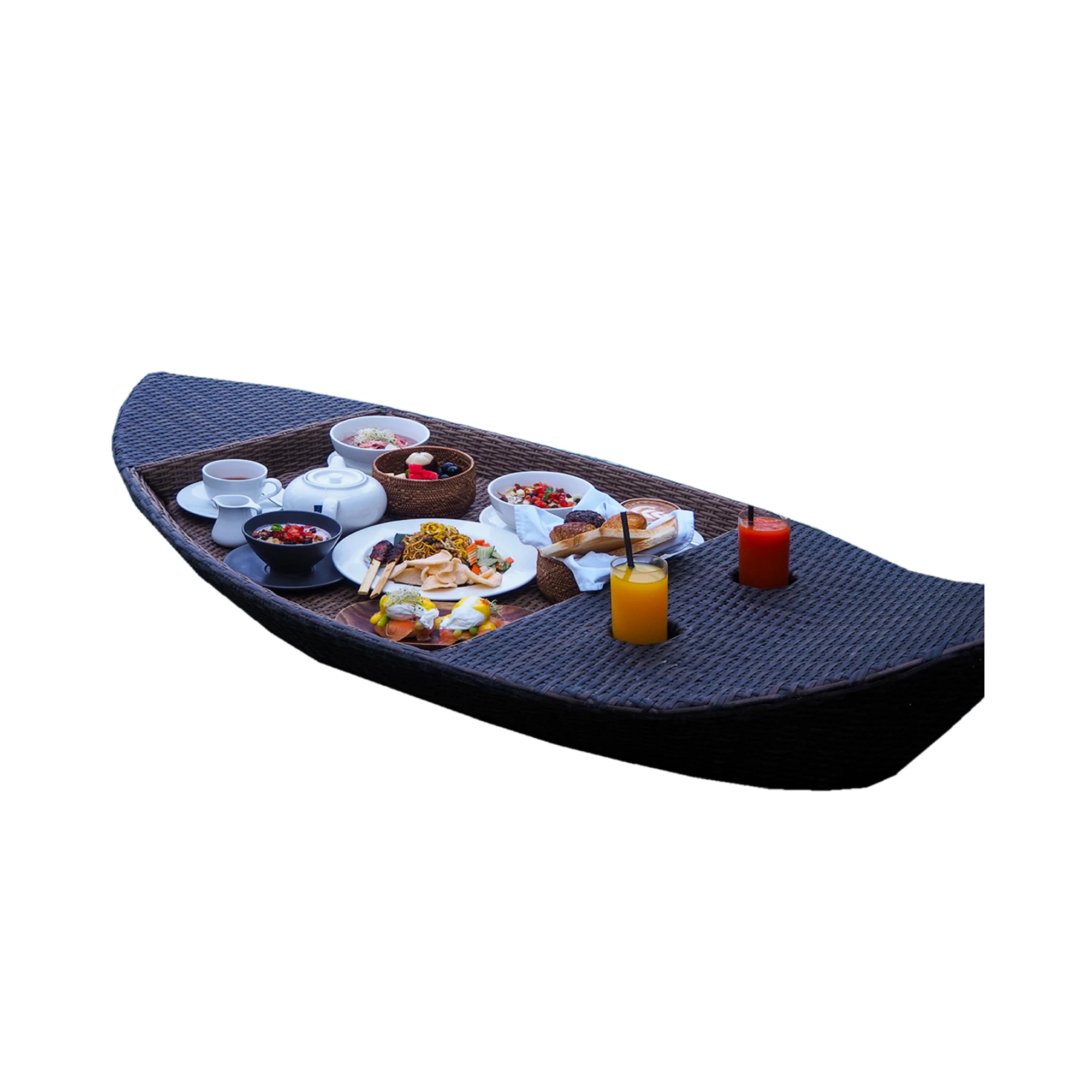 new arrival round rattan serving trays luxury breakfast trays with handles modern floating serving trays