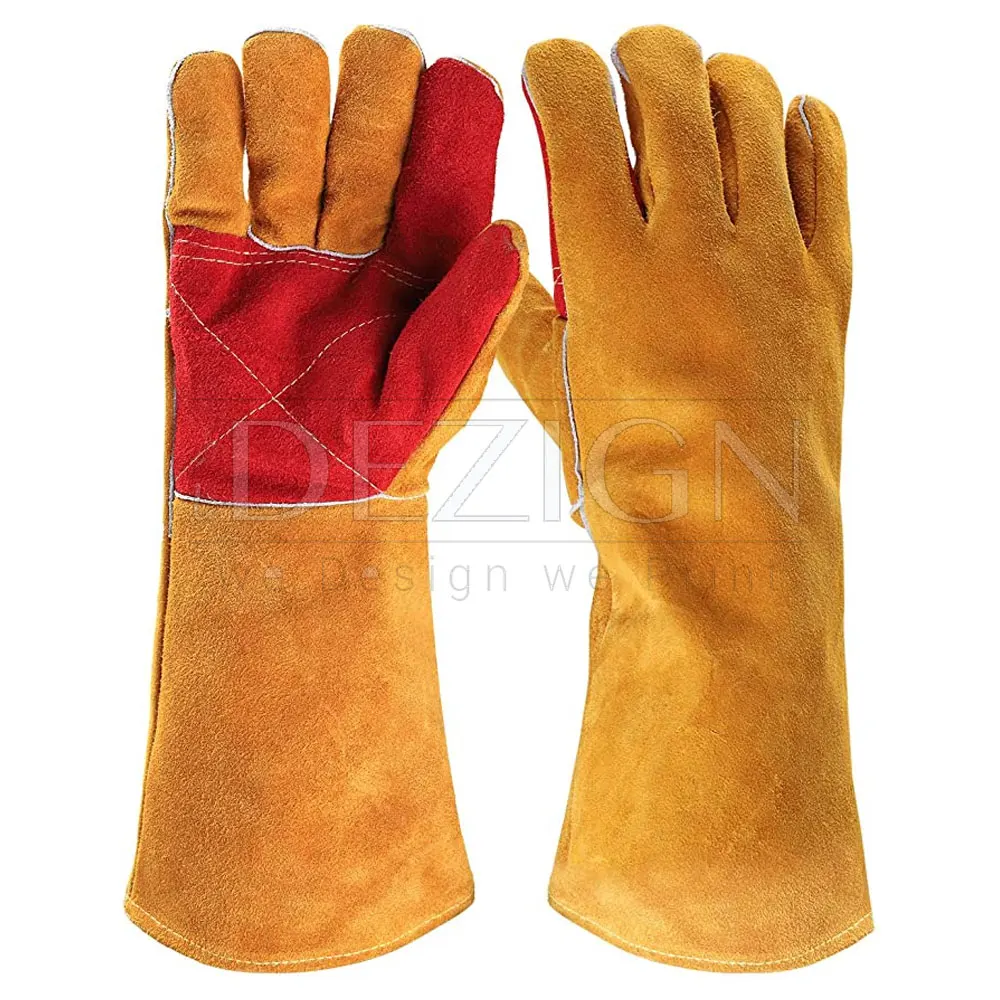 2021 14 дюймов Заводская безопасность Премиум козья кожа раздельная зерна аргон зимние сварочные перчатки