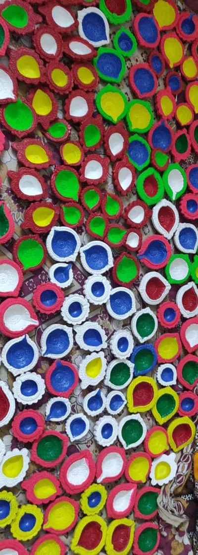 Fancy Handmade Wax Candle Terracotta Designer Diwali Diyas