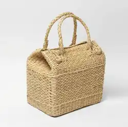 HANDMADE CHIC ECO-FRIENDLY STRAW BASKET BUCKET BAG HANDMADE STRAW BAG TRAVEL BEACH HANDBAG SHOPPING BAG FOR WOMEN