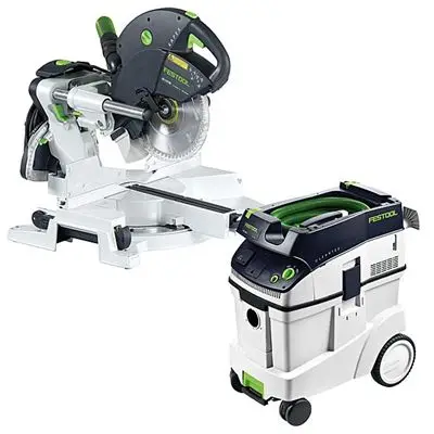 Festools KS 120 Dual Compound Sliding Miter Saw w out T-LOC + CT 48 Dust Extractor Package