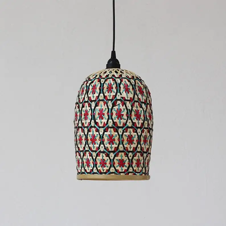 Floral Pattern Bamboo Lampshade Handmade Wooden Lampshade Pendant Ceiling Shade Hanging Light Table Shade Standing Light