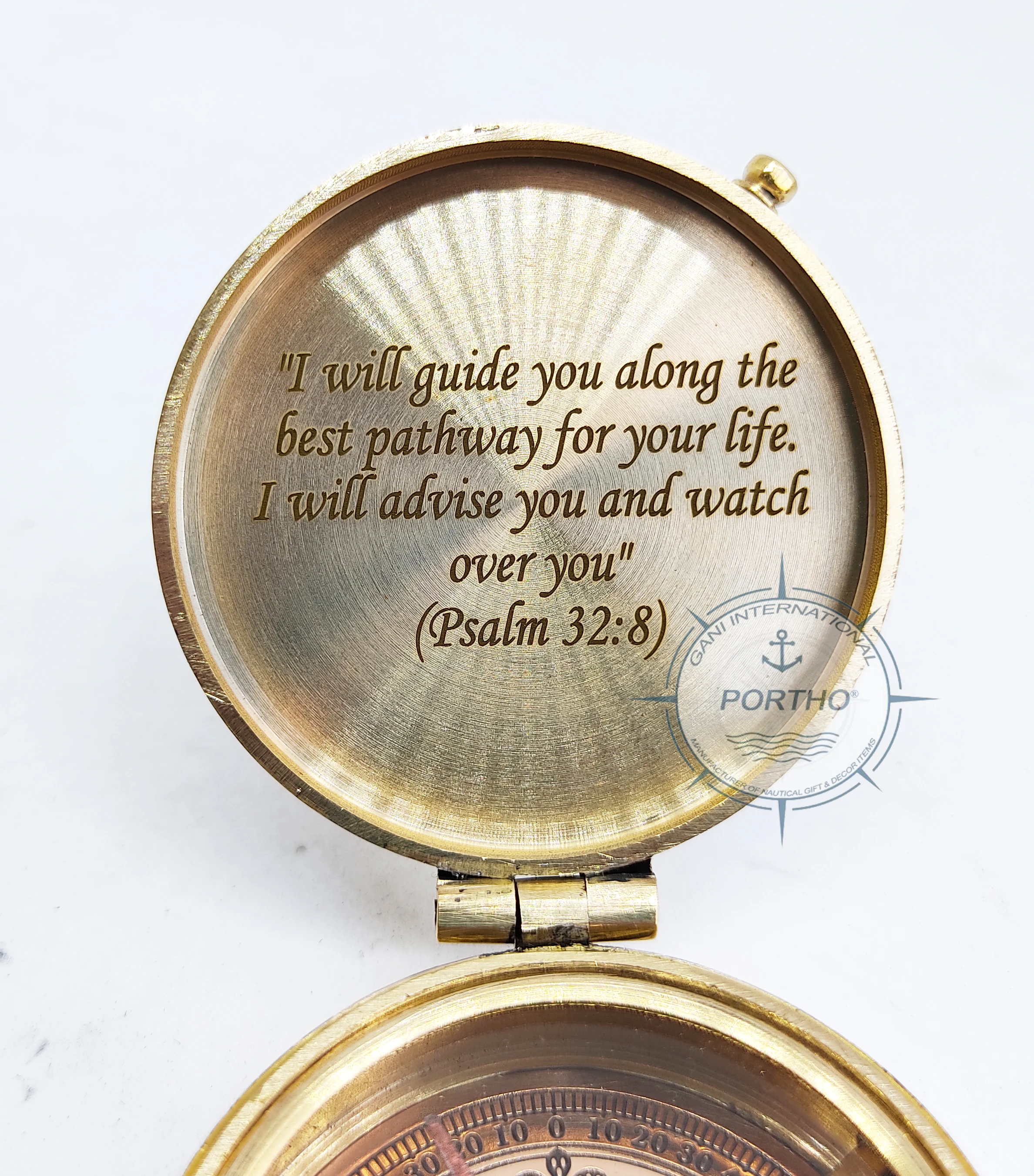 Nautical Brass Pocket Compass With Leather Case Anniversary Gift Engraved compass Camping