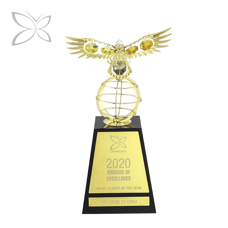 Crystocraft персонализированный роскошный золотистый Орел украшенный кристаллами бриллиантовой огранки приз