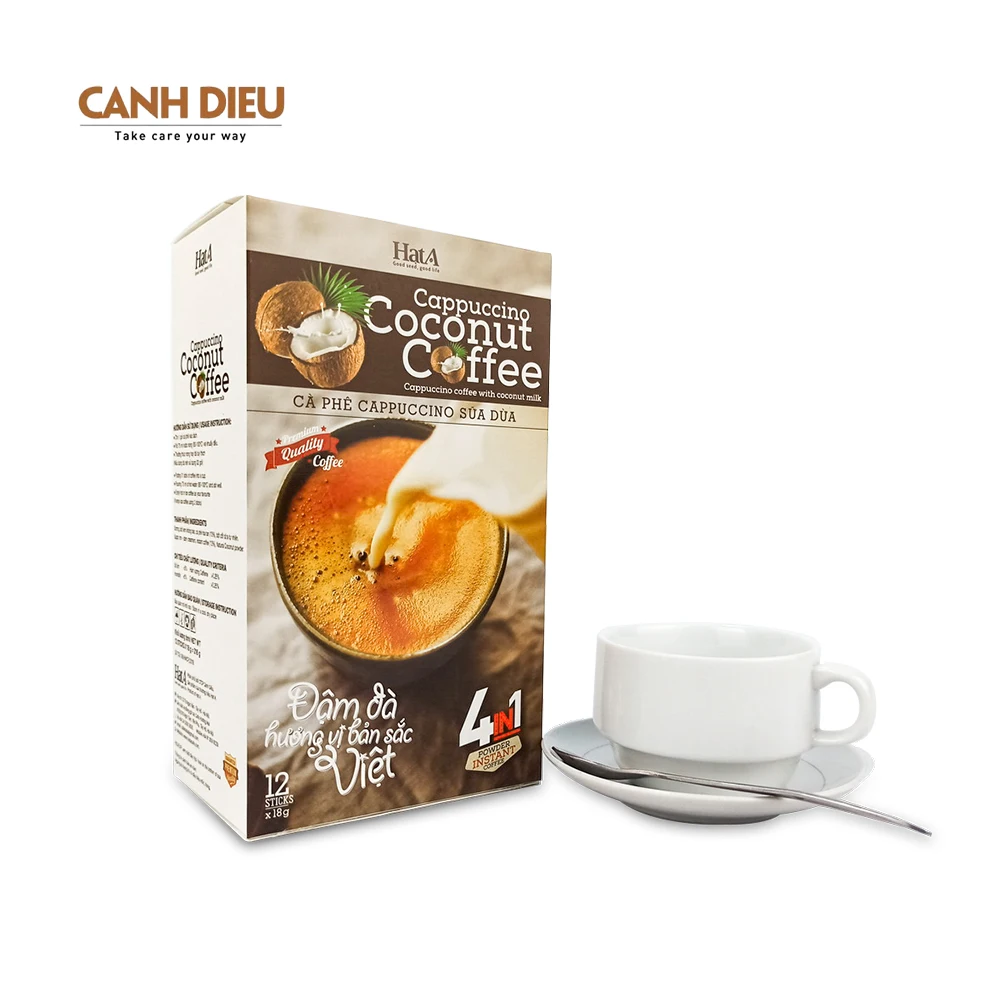 Instant Coffee/High Quality Cappuccino Coconut Coffee 216gram Hat A Cafe Brand,  Vietnamese Product