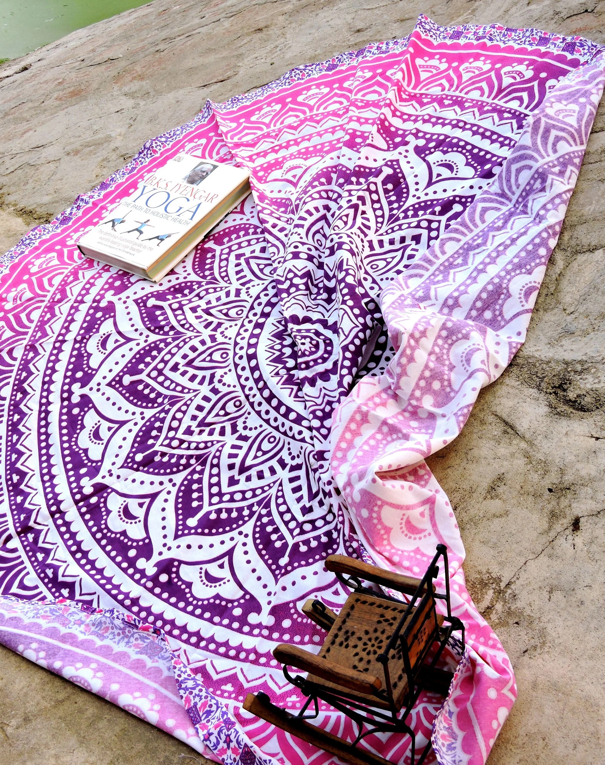 mandala roundie cotton holiday Cheap Mandala Beach Towel Table Cloth Round With Pom Pom Lace Tapestry Beach Towel Tapestry