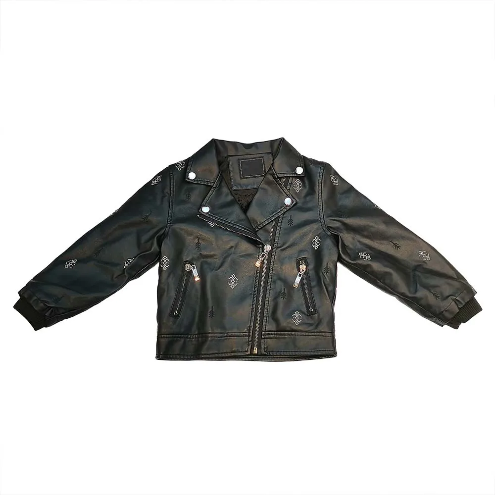 Baby Boys Leather Jacket Outerwear Kids Girls Coats Kids Leather Jackets Boys Casual Black Solid Coat For Children