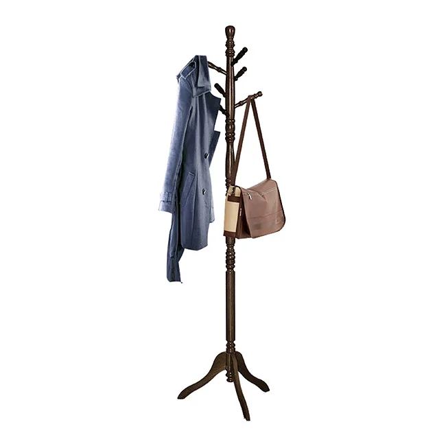 High Quality Classic Swivel Tree Molla Coat Hanger Stand Rubber Wood Material Solid Wood with Glossy Finish (10000003462154)