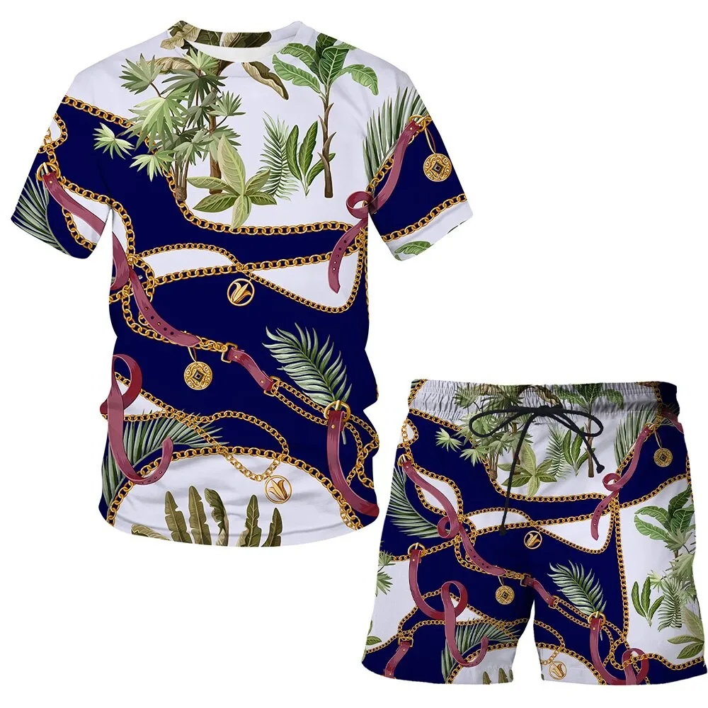 Summer t shirts and shorts trendy shorts 3d 100 cotton printed shorts men and women embroidered t shirts and short plus size