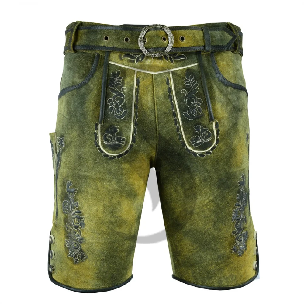 Баварские Стильные шорты Trachten Lederhosen модные замшевые с разрезом и пуговицами на косточках 2023