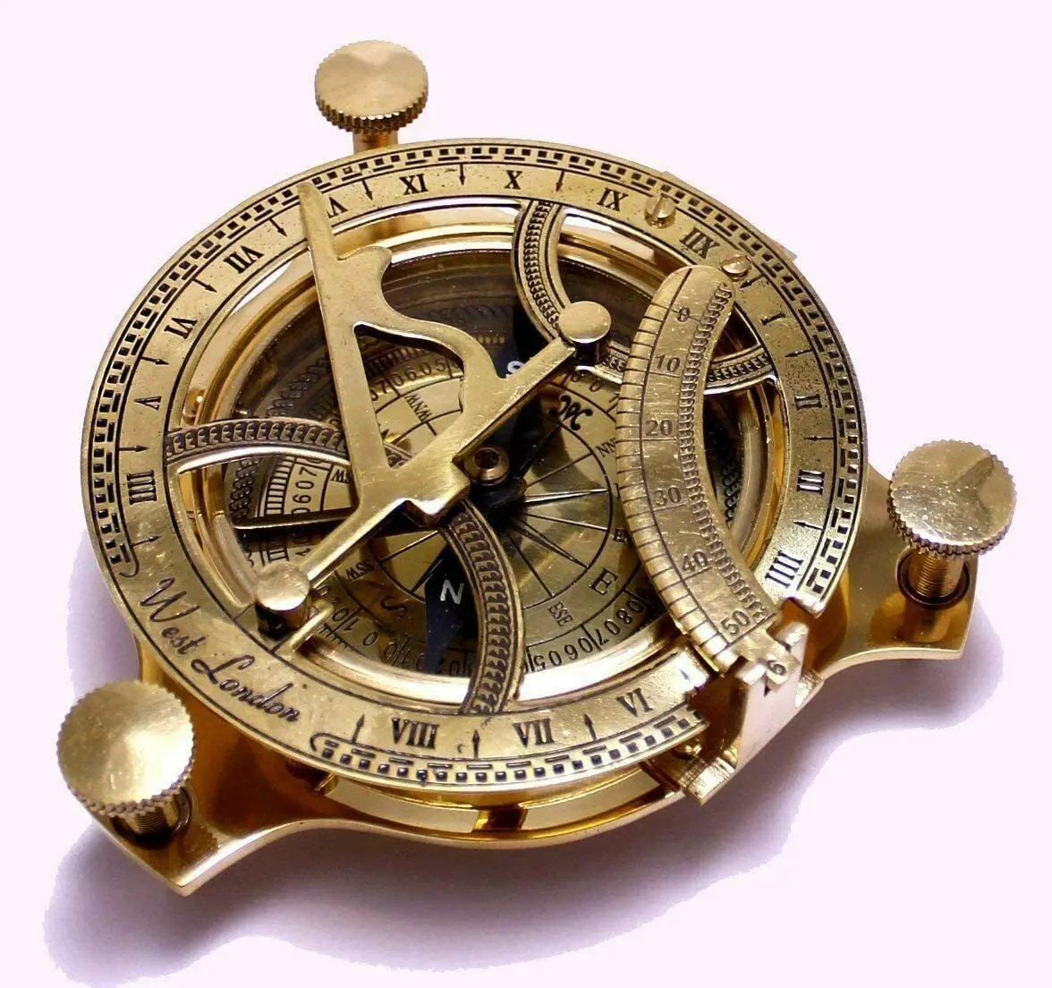 4 inch Captain Brass Sundial Compass With Hardwood Wooden antique nautical handmade Box
