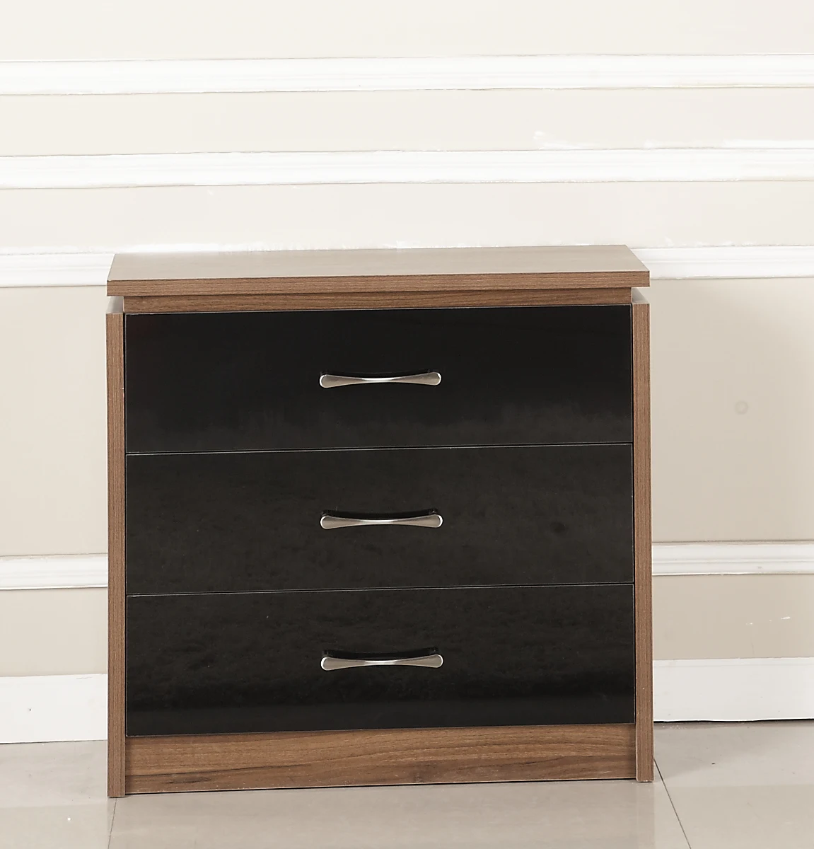 High Gloss Bedroom Furniture Sets 3 Piece Trio Wardrobe Drawers Chest & Bedside cabinet