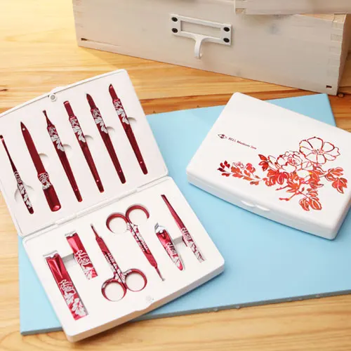 [BELL] Best Quality Korean Luxury Red Color Full Manicure Set 12 Implements