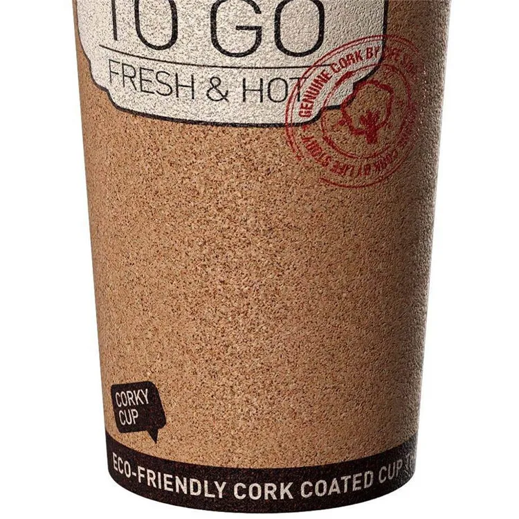 16oz Eco-friendly Reusable Insulated Cork Plastic Coffee Tea Mug Cup for Travel and Work