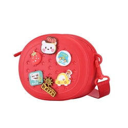 Fashion Air Kids Toddler Purse Crossbody bag wallet with DIY Cartoon Buckles, Easy Clean Lightweight, Kindergarten Preschool