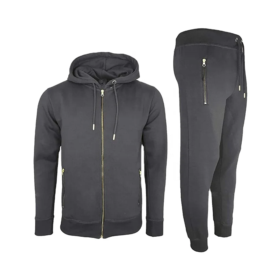 Hoodie Cotton Plain Slim Fit Jogging Track Suits Men