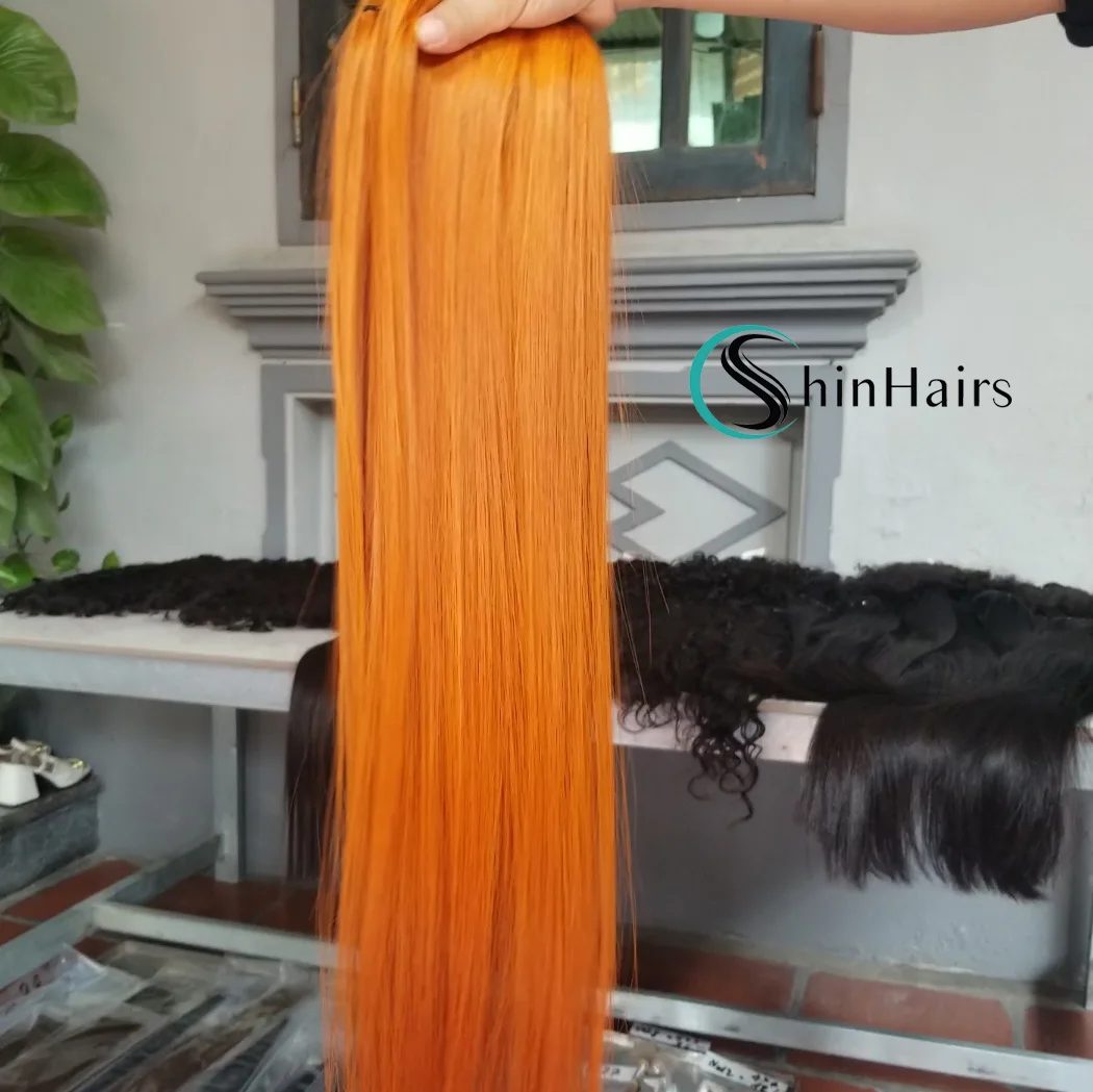 Wholesale 100% Virgin Human Hair Wigs Colored Orange Colored Straight Front Lace Wigs Wigs Human Hair Lace Front