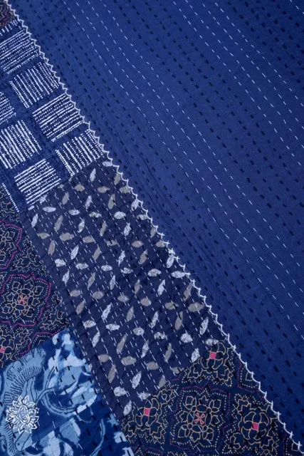 Стеганые одеяла Kantha из чистого хлопка индийское винтажное лоскутное одеяло с вышивкой в старинном стиле стеганое вручную