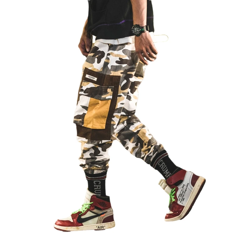 Комбинезон, штаны для бега, спортивные штаны, комбинезон, мужские шаровары в уличном стиле с лентами, модные мужские брюки