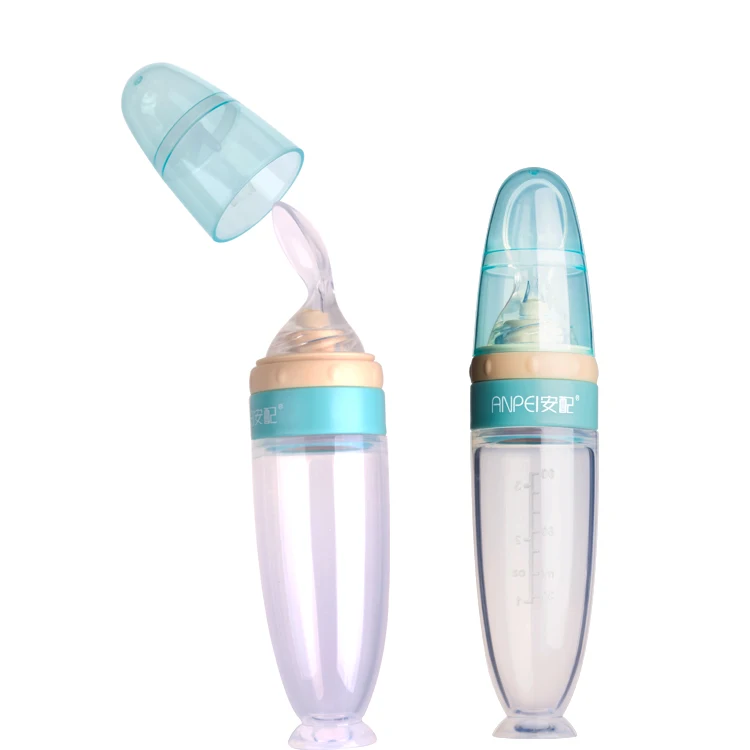 Food Grade Baby Products PBA Free Extruded Rice Paste Soft Baby Silicone Spoon Bottle Feeder
