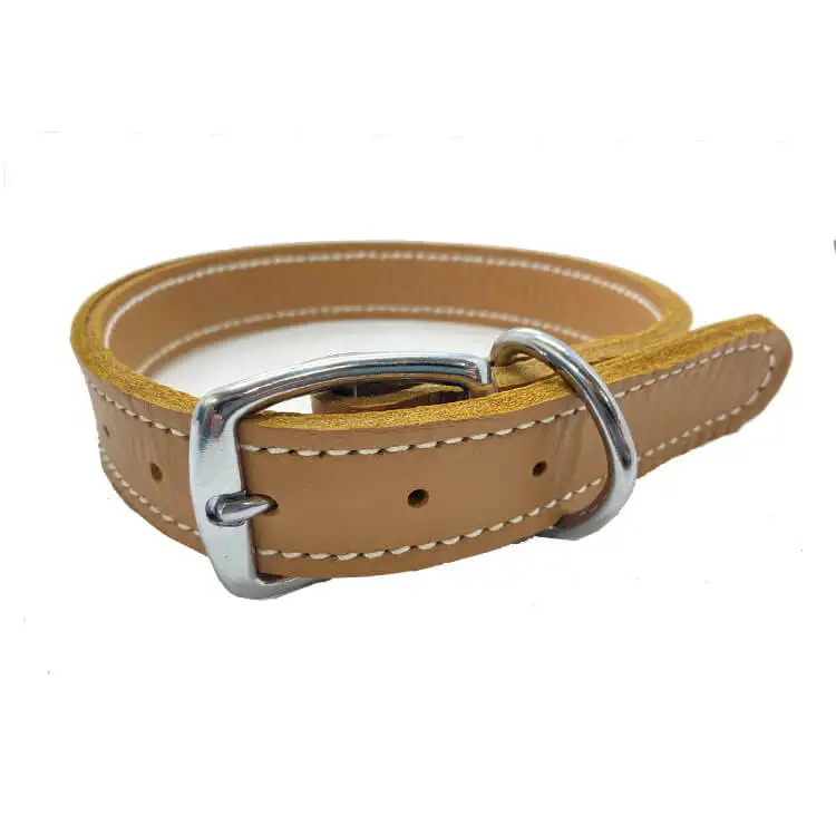 Чистый 100% из натуральной яловой двойной слой с натуральным лицевым покрытием, цепочка для собак кожаный ошейник для домашних животных