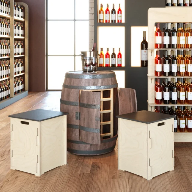 2024 Hot Sale Trade Show Wooden Interlocking and Unconventional Wooden Seat and Countertop for Shops