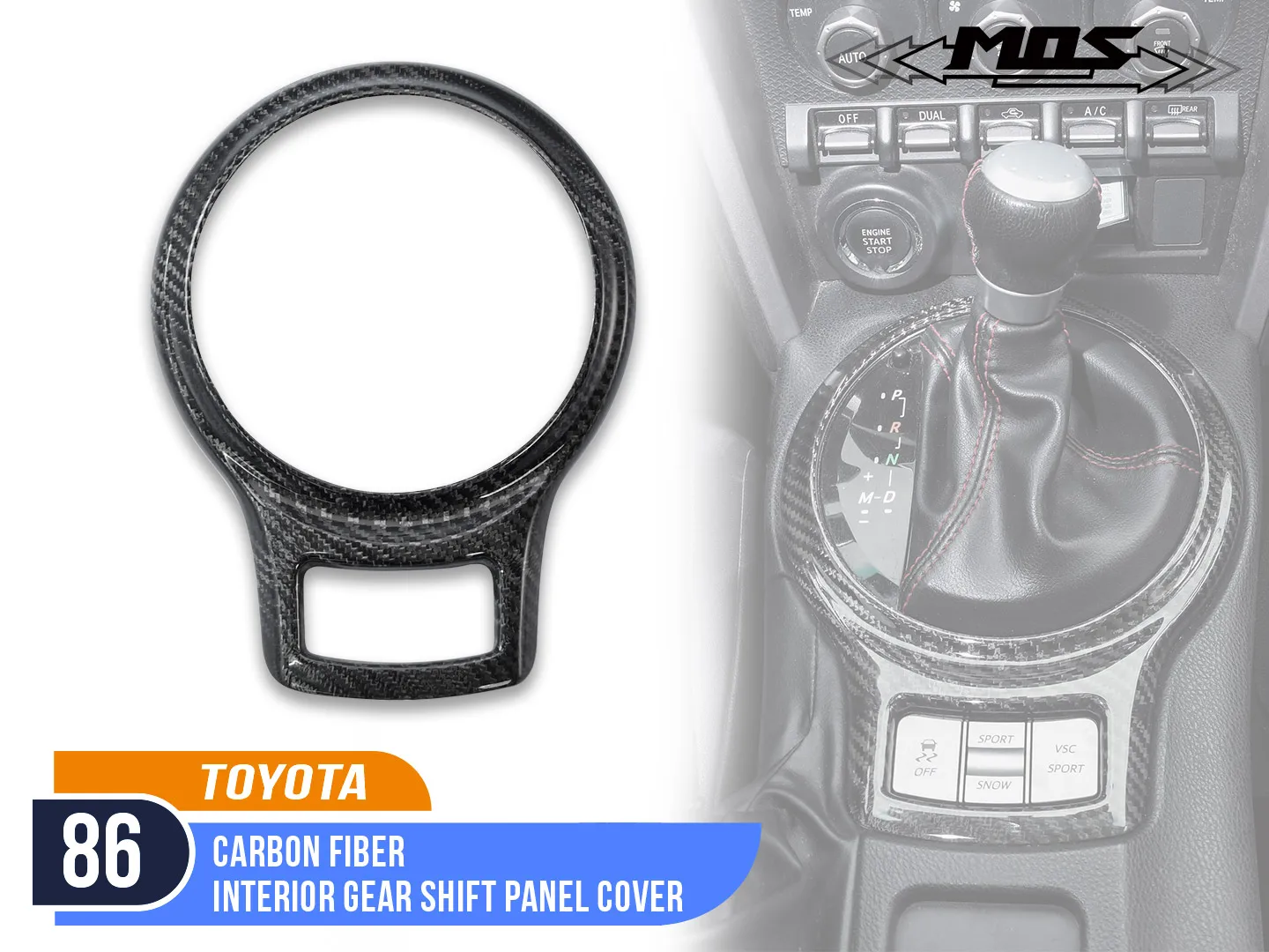 MOS Carbon Fiber Interior Gear Shift Panel Cover for Toyota 86 Scion FR-S Subaru BRZ 2012-2019 LHD RHD AT MT