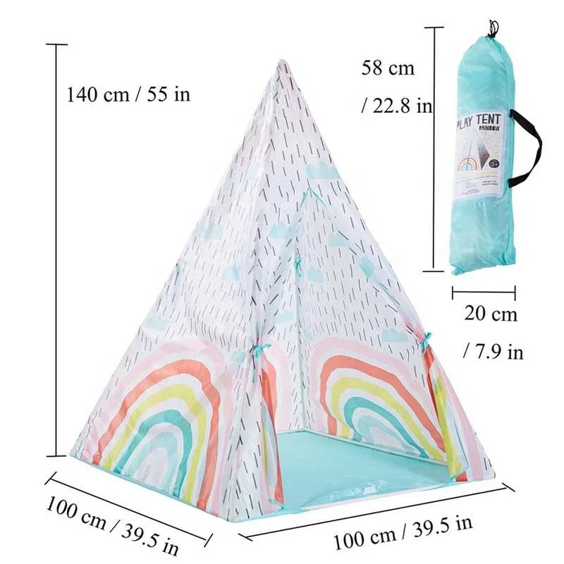 Factory Price Rainbow teepee portable Kids play teepee waterproof kids Teepee play tent A-Frame